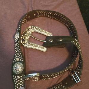 Women's Leather Western Rhinestone Belt